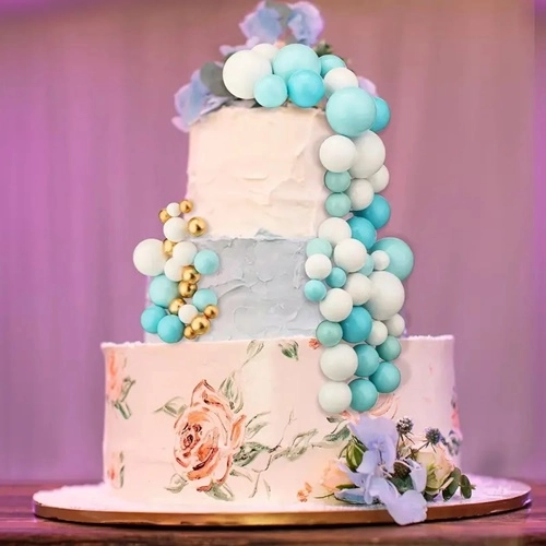 Dekoracje na tort topper urodziny dekoracje komunijne kula na piku kulka biała 4cm 10 sztuk